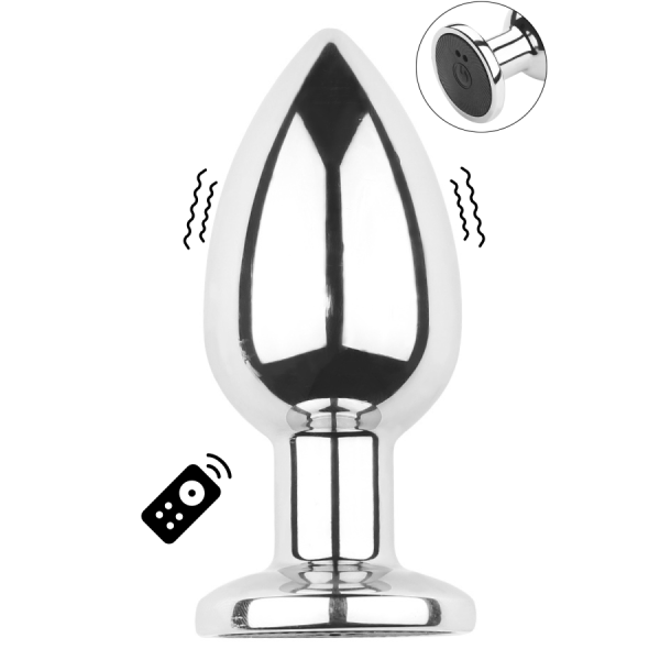 Plug vibrant acier inoxydable anal taille M avec télécommande, USB BOOTY